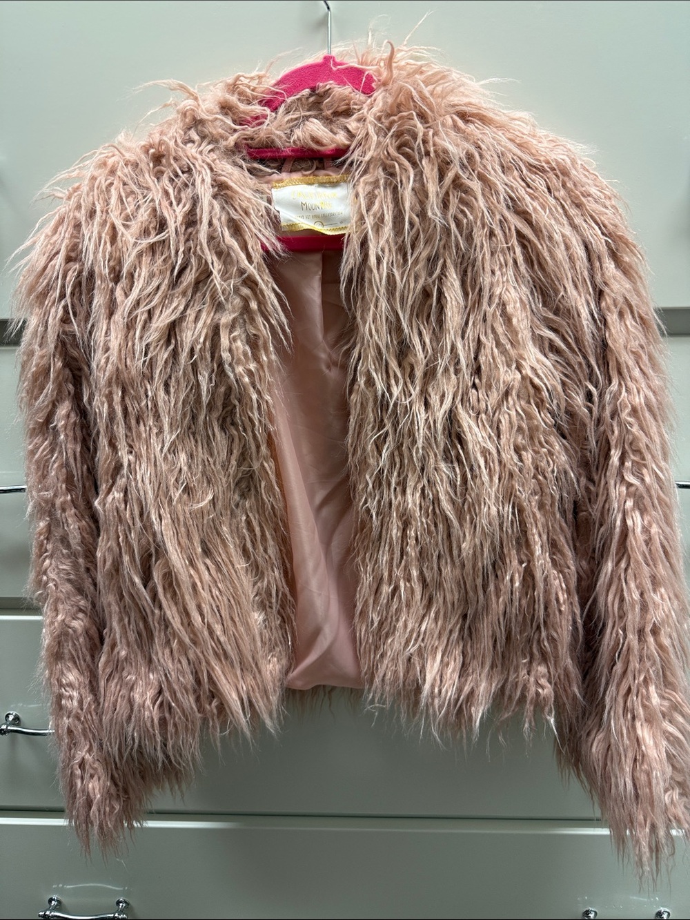 Plush Faux Fur Teddy Jacket in Dusty Rose